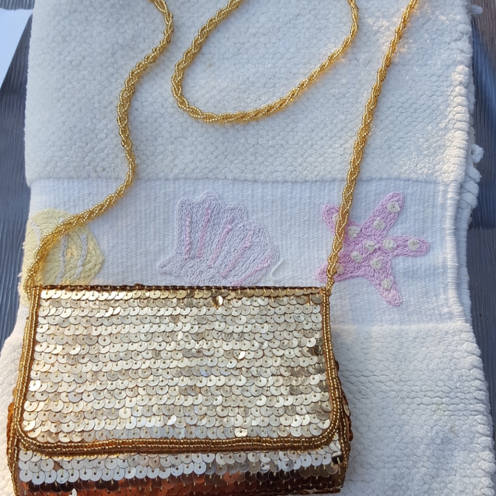 LA Regale Vintage champagne snowflake clutch